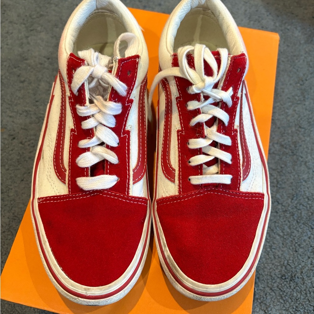 Vans Red and White Women's Sneakers women’s size 7.5